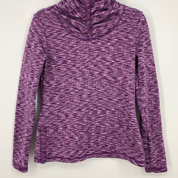 Athleta Snap Mock Neck Pullover Active Top Size Small  Maroon Winter Warm - Picture 3 of 12